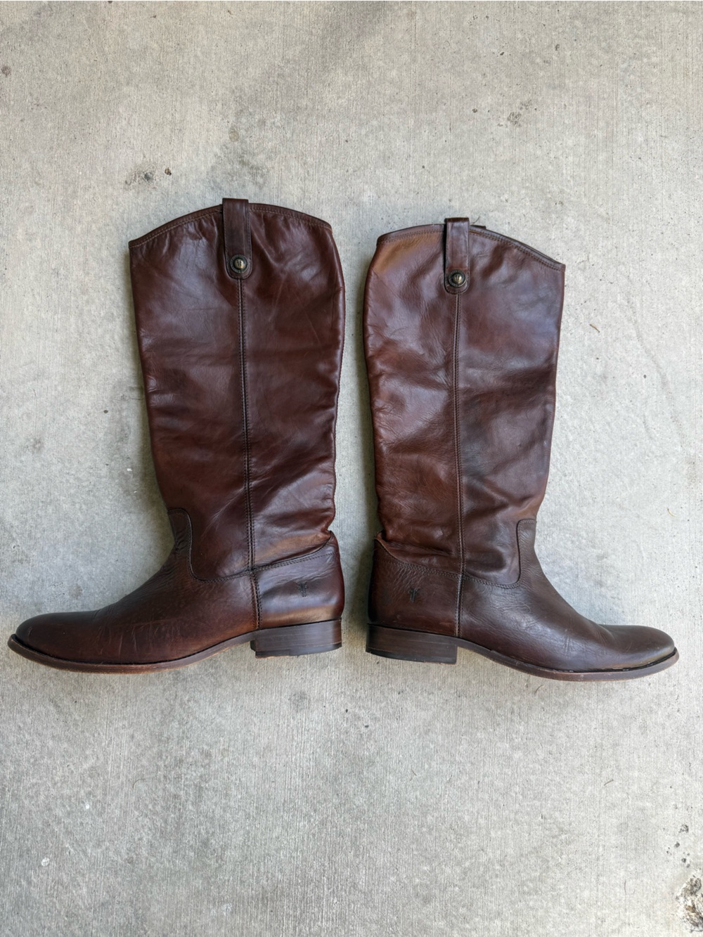 Frye Melissa Button Tall Brown Leather Riding Boots Size 11B Extended Calf Fall